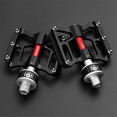 Mountain Bike Pedal : Bicycle Pedal Bicycle Pedals MTB Quick Release CNC Aluminum Alloy Sealed Bearing Bike Pedals Chrome Molybdenum Cycling Ultralight Pedal Bicycle Platform Flat Pedals (Size:Free Size; Color:Black+Red)