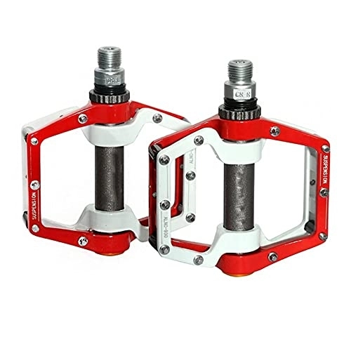 Mountain Bike Pedal : Bicycle Pedal Bike Platform Pedal Flat Sealed Bearing Pedals Cycling Accessories Mountain Bike Pedals (Color : Red, Size : 12.5x10x3.5cm)