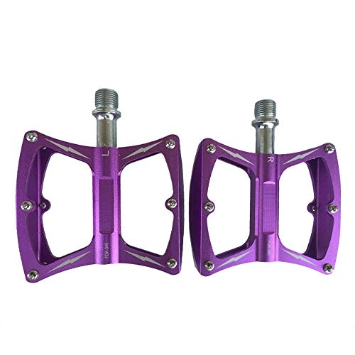 Mountain Bike Pedal : Bicycle Pedal, CNC Technology Aluminum Alloy Chromium Molybdenum Steel Palin Anti-Skid Durable Ultra-Light Mountain Bike Pedal, Suitable for BMX Bicycle Riding Road Bike, Purple K340
