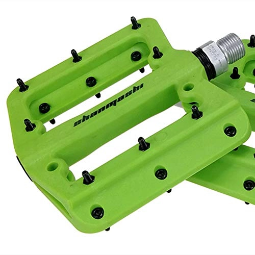 Mountain Bike Pedal : Bicycle Pedal Durable Mountain Bike Flat Cycling Road Bike Pedals Fit Most Adult Mountain Road Bikes Bike Black Blue Green Orange Red Cycling Bike Pedals ( Color : Green , Size : 100x98x20mm )