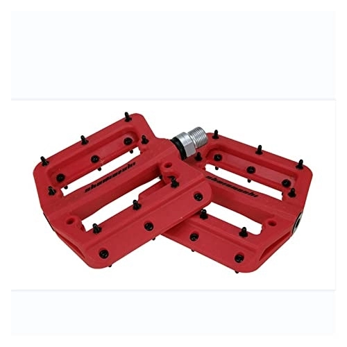 Mountain Bike Pedal : Bicycle Pedal Fit For Mountain Bicycle Bike BMX Flat Pedals Nylon Multi-Colors Cycling Sports Ultralight Accessories Modified Parts (Color : Red)