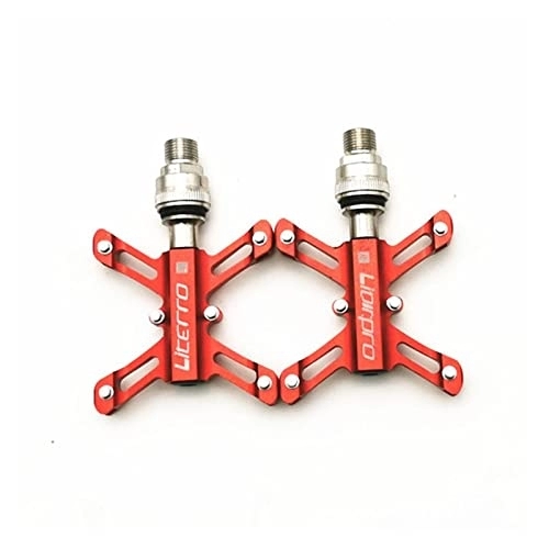 Mountain Bike Pedal : Bicycle Pedal Fit For Mountain BMX Folding Bike Bicycle Pedal Sealed Bearing Butterfly Aluminum Alloy Pedals Modified Parts (Color : Red)