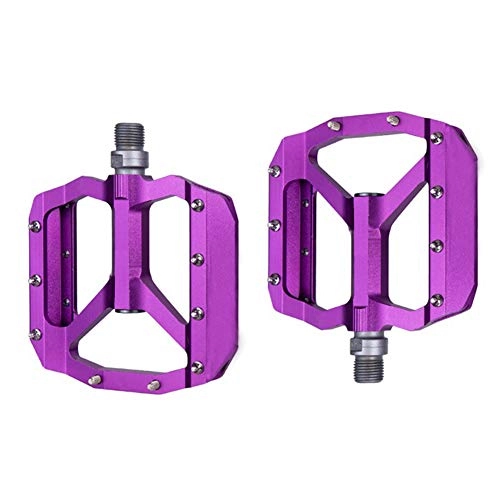 Mountain Bike Pedal : Bicycle Pedal Mountain Bike Pedal Foot Riding Pedal Bearing Aluminum Alloy Flat Bicycle with Good Grip and Lightweight Purple