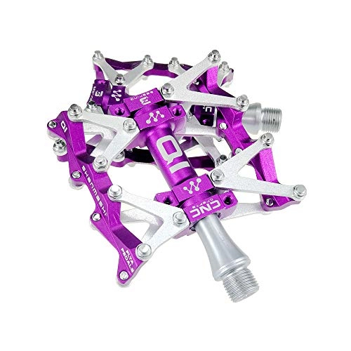 Mountain Bike Pedal : Bicycle pedal Mountain Bike Pedals 1 Pair Aluminum Alloy Antiskid Durable Bike Pedals Surface For Road Bike 5 Colors (Color : Purple)