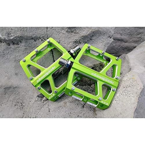Mountain Bike Pedal : Bicycle pedal Mountain Bike Pedals 1 Pair Aluminum Alloy Antiskid Durable Bike Pedals Surface For Road Bike 6 Colors (Color : Green)