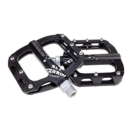 Mountain Bike Pedal : Bicycle pedal Mountain Bike Pedals 1 Pair Aluminum Alloy Antiskid Durable Bike Pedals Surface For Road Bike 7 Colors (Color : Black)