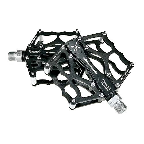 Mountain Bike Pedal : Bicycle pedal Mountain Bike Pedals 1 Pair Aluminum Alloy Antiskid Durable Bike Pedals Surface For Road Bike 8 Colors (Color : Black)