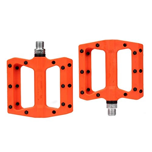 Mountain Bike Pedal : Bicycle Pedal Mountain Bike Pedals Nylon Fiber Bearing Pedals Oudoor Cycling Antiskid Bike Pedals For Mountain Bike (Size:123 * 105.5 * 24mm; Color:Orange)