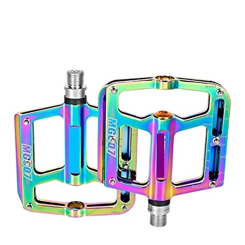 Mountain Bike Pedal : Bicycle Pedal Mountain Bike Road Bike Pedal 7070 Aluminum Alloy 3 Bearing Anti-skid Nails replace (Color : Colorful)