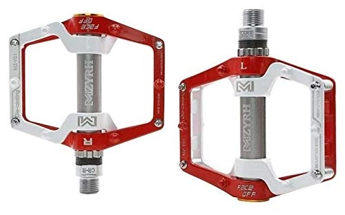 Mountain Bike Pedal : Bicycle Pedal MTB Mountain Bike Pedals Aluminum Alloy CNC Bike Footrest Big Flat Ultralight Cycling Pedals on for Outdoor Sports Bike Pedals for Suitable all Types of Bicycles (Color : Red White)