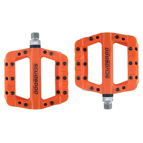 Mountain Bike Pedal : Bicycle Pedal Outdoor Fashion Mountain Bike Pedals 1 Pair Nylon Antiskid Durable Bike Pedals Surface For Road BMX MTB Bike 5 Colors (1712C) Durable Pedal (Color : Orange)