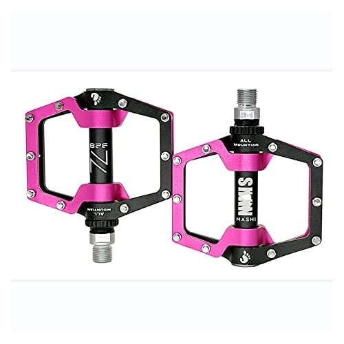 Mountain Bike Pedal : Bicycle Pedal Seal 3 Bearing Hollow CNC Aluminum Alloy Bike Pedal Fit For Mountain Road Folding Bicycle Pedal Modified Parts (Color : Black pink)