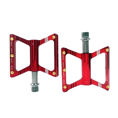 Mountain Bike Pedal : Bicycle Pedal Titanium Axle Bike Pedal Aluminium Bearing 9 / 16 Fit For Mountain MTB Road Bike Bicycle Pedals Modified Parts (Color : Red)