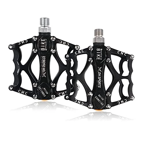 Mountain Bike Pedal : Bicycle Pedal, Ultralight CNC Aluminum MTB pedals Mountain Bike Pedal Anti-slip Bearing Pedal Bicycle Accessories with Metal Texture 9 / 16, Widened Design, Double-sided Screws, Not slippery