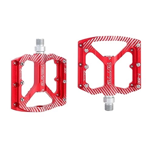 Mountain Bike Pedal : Bicycle Pedal Widen DU Bearing Aluminum Alloy Bicycle Pedal Fit For Road Mountain Bike Pedal Cycling Accessories Modified Parts (Color : Red)