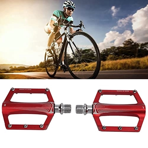 Mountain Bike Pedal : Bicycle Pedals, 2 Pcs Aluminum Alloy DU Sealed Bearing Bike Flat Pedal for Road Mountain Bikes(4.1x3.3inch) (Red)