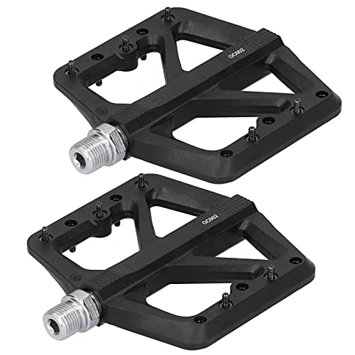 Mountain Bike Pedal : Bicycle Pedals, 2 Pcs GC‑002 Black Bicycle Pedals Nylon Fiber Bearing Widen Antiskid Pedals for Mountain Bike