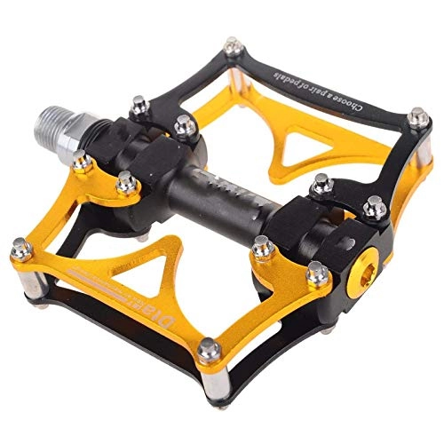 Mountain Bike Pedal : Bicycle Pedals Aluminum Alloy Bike Bicycle Pedal Ultralight Professional 3 Bearing Mountain Bike Pedalfor (Size:90 * 103 * 21 Mm; Color:Gold)