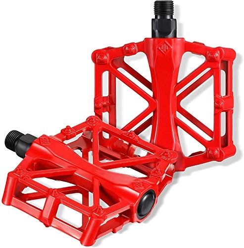 Mountain Bike Pedal : Bicycle Pedals Aluminum Alloy Bike Pedals NonSlip Bicycle Platform Pedals Mountain Road Bike Bicycling Pedals with 16 Pins 9 / 16 Inch Boron Steel Spindle for BMX / MTB cycle pedals ( Color : Red )