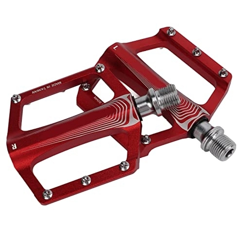 Mountain Bike Pedal : Bicycle Pedals, Aluminum Alloy DU Bearing Bike Flat Pedal for Road Mountain Bikes (red)