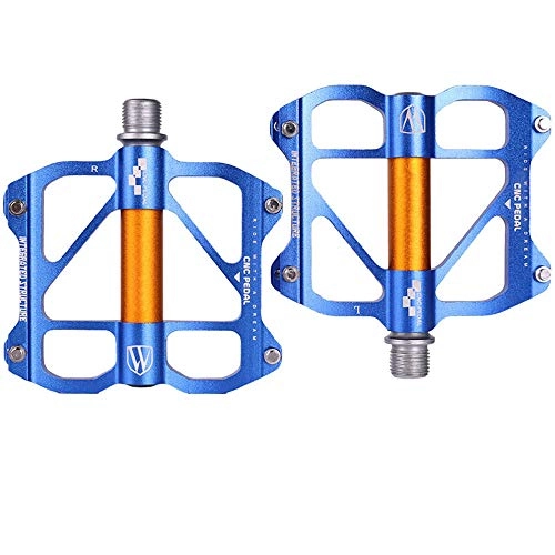 Mountain Bike Pedal : Bicycle Pedals Bicycle Pedal Light Aluminum Gear Bicycle Sealed Bearing Pedal Mountain Bike Road Bike Fixed for Mountain Bikes, BMX (Color : Blue)