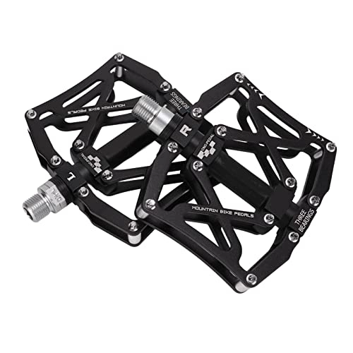 Mountain Bike Pedal : Bicycle Pedals, Bike Aluminum Alloy Pedal CNC Machining with Bearing for Mountain Road Bike Black