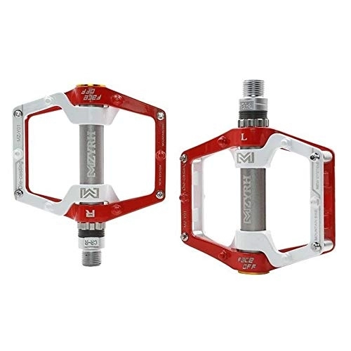 Mountain Bike Pedal : Bicycle Pedals, Bike Pedals Bicycle Pedal MTB Mountain Bike Pedals Aluminum Alloy CNC Bike Footrest Big Flat Ultralight Cycling Pedals On For Outdoor Sports (Color : Red White)