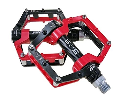 Mountain Bike Pedal : Bicycle Pedals, Bike Pedals Bike Pedals MTB Sealed Bearing Bicycle Magnesium Alloy Road Mountain Cleats Ultralight Bicycle Pedal Parts (Color : Red)