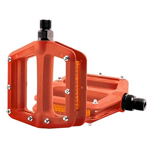 Mountain Bike Pedal : Bicycle Pedals, Bike Pedals Mountain Pedal For Bicycle MTB Pedals Bike Flat Pedals Nylon Fiber Anti-skid Foot Sports Cycling Pedal MTB Accessories (Color : Orange)