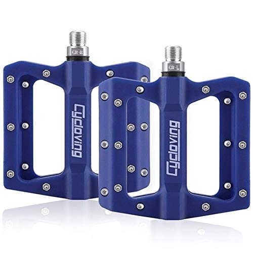 Mountain Bike Pedal : Bicycle Pedals, Bike Pedals Pedal Bicycle Pedals 3 Sealed Bearing Nylon Anti-slip Cycle Ultralight Cycling Mountain MTB Bike Accessory (Color : Blue)