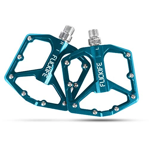 Mountain Bike Pedal : Bicycle Pedals, Cycling Bike pedals, New Aluminum Anti-Slip Durable Mountain Platform Pedals with Sealed Bearing and Anodizing oxidation for 9 / 16 BMX MTB Mountain Road City Hybrid Bike (Blue)