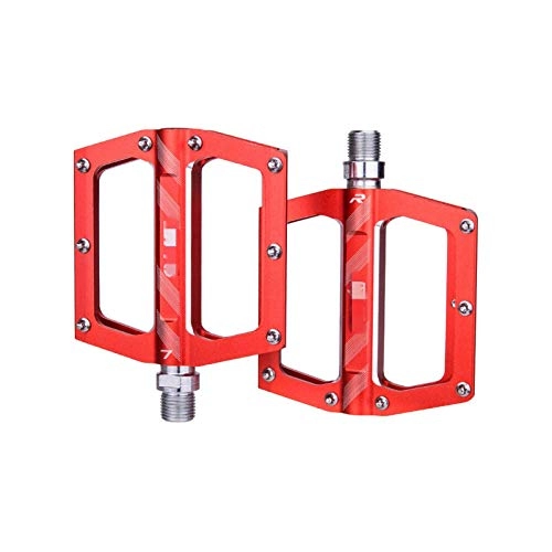 Mountain Bike Pedal : Bicycle Pedals High Strength Aluminum Alloy Durable Anti-slip Purlin Bearing 1 Pair Bicycle Pedals Mountain Bike Pedals Bike Accessories Mountain Road Bike Hybrid Pedals (Size:90*75.5*16mm; Color:Red)
