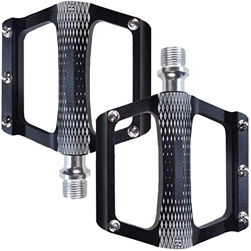 Mountain Bike Pedal : Bicycle Pedals Lightweight Sealed Bearing Flat Pedals Alloy Cycling Pedals With Anti-Slip Pins For BMX Mountain Bike (Color : Black)
