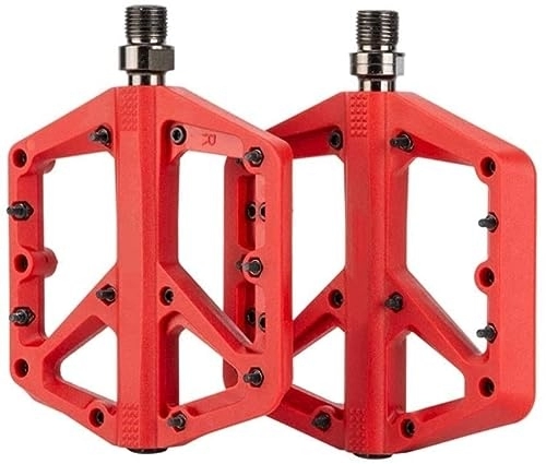 Mountain Bike Pedal : Bicycle Pedals, Mountain Bike Pedal, Mountain Bike Pedals MTB Pedals Bicycle Pedals Aluminum Sealed Bearing Lightweight Pedals For MTB Road Bike 9 / 16 (Color : Red)