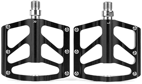 Mountain Bike Pedal : Bicycle Pedals, Mountain Bike Pedal, MTB Bike Pedals Mountain Bike Non-Slip Pedals Bicycle Aluminum Alloy Pedals 3 Bearing For Road BMX MTB Bikes 9 / 16 (Color : Black)