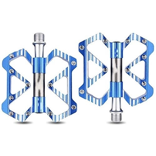 Mountain Bike Pedal : Bicycle Pedals, Mountain Bike Pedal MTB Pedal Bicycle Flat Pedals Aluminum Alloy Cycling Anti-skid Bearings Pedal Bicycle Accessories for Road MTB Bikes (Color : Blue)