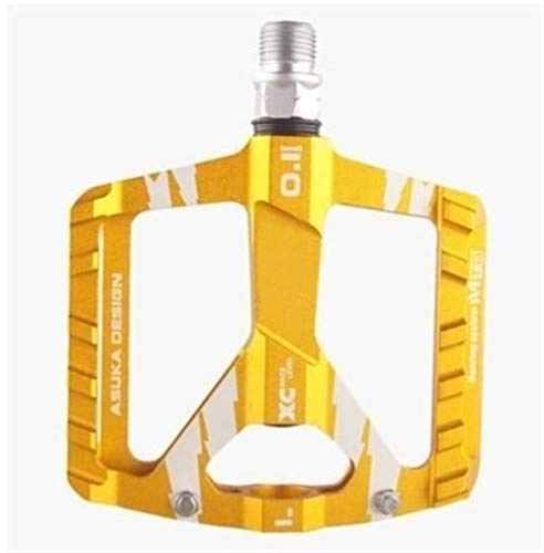 Mountain Bike Pedal : Bicycle pedals, mountain bike pedals 1Pair Aluminum Alloy Road Bike Pedals Ultralight MTB BMX DU Bearing Bicycle Pedal Bike Parts Suitable for general mountain bikes, road bikes, c ( Color : Gold )
