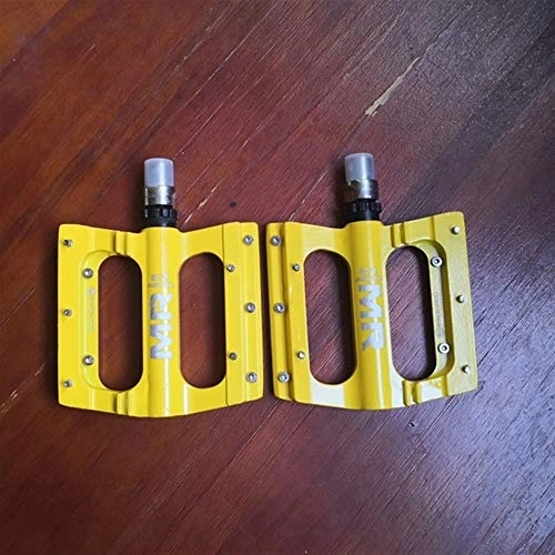 Mountain Bike Pedal : Bicycle pedals, mountain bike pedals Aluminum Alloy Road Bike Pedals Ultralight MTB Bearing Long Axis Bicycle Pedal Bike Parts Suitable for general mountain bikes, road bikes, c ( Color : Yellow )