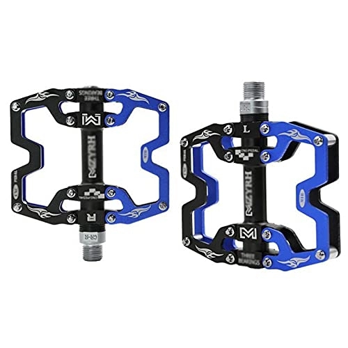 Mountain Bike Pedal : Bicycle pedals, mountain bike pedals, bicycle pedals light aluminum alloy 3-bearing with large , mountain bike pedals, flat aluminum alloy platform, sealed DU bearing axle, 9 / 16 inch ( Color : Blue )