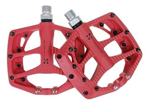 Mountain Bike Pedal : Bicycle pedals, mountain bike pedals Bicycle Pedals Nylon Fiber Ultra-light MTB BXM DH Pedal Foot Road Bike Bearing Pedals Suitable for general mountain bikes, road bikes, c ( Color : Red )