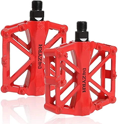 Mountain Bike Pedal : Bicycle pedals Mountain bike pedals Road bike pedals Metal pedals Pedals with aluminum alloy platform Non-slip trekking pedals with 9 / 16 Po axis diameter-Red