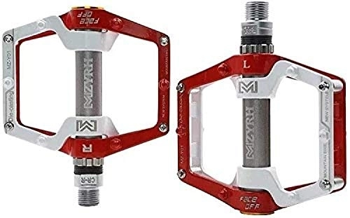 Mountain Bike Pedal : Bicycle Pedals Mountain Bike Pedals Road Bike Pedals With Nails Anti-slip Aluminum Alloy Flat Pedals easy to install (Color : Red), White