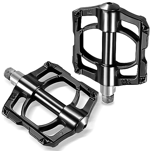 Mountain Bike Pedal : Bicycle Pedals, MTB Pedals Double-Sided Wide Platform Non-Slip with Bearings Lightweight Aluminium Pedals 9 / 16 Inch with Cleats for E-Bike Mountain Bike Trekking Road Bike Pedals