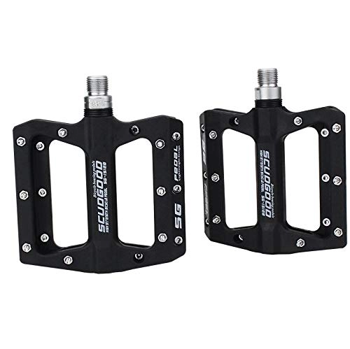 Mountain Bike Pedal : Bicycle Pedals Nylon Fiber Light Mountain Bike Pedal 4 Colors Big Foot Road Bike Bearing Pedals Cycling Parts (Color : BLACK)