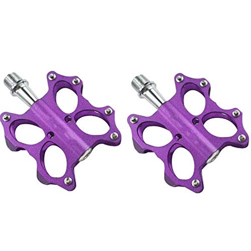 Mountain Bike Pedal : Bicycle Pedals Outdoor Bicycle Bike Aluminum Alloy Bearing Pedalsfor (Size:One Size; Color:Purple)