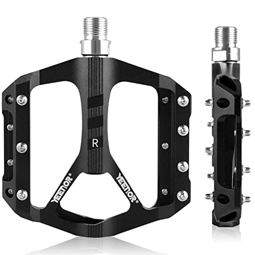 Mountain Bike Pedal : Bicycle Pedals Road Bike Pedals with 3 Sealed Bearings Aluminium MTB Pedals Ultralight Non-Slip Bicycle Pedals 9 / 16 Inch for Mountain Bike / Road Bike / BMX / City Bicycle Pedals (Black)
