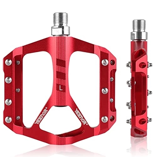 Mountain Bike Pedal : Bicycle Pedals Road Bike Pedals with 3 Sealed Bearings Aluminium MTB Pedals Ultralight Non-Slip Bicycle Pedals 9 / 16 Inch for Mountain Bike / Road Bike / BMX / City Bicycle Pedals (Red)