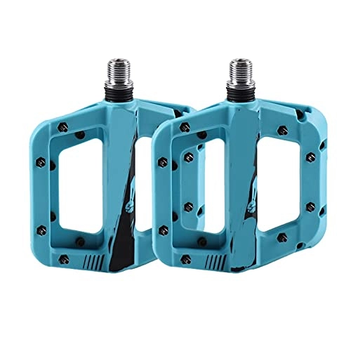 Mountain Bike Pedal : Bicycle Pedals Shockproof Mountain Bike Pedals Non-Slip Lightweight Nylon Fiber Bicycle Platform Pedals For MTB 9 / 16 Inches (Color : Blue)