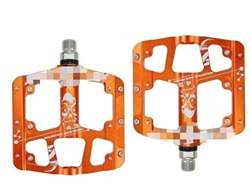 Mountain Bike Pedal : Bicycle Pedals, Ultra-light and ultra-thin Bicycle Pedal Mountain Bike Pedal MTB Road Cycling Sealed 3 Bearings Pedals Bicycle Parts for Road MTB Bikes (Color : Orange)
