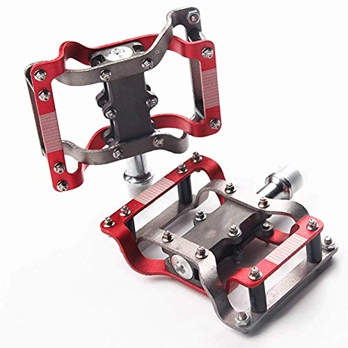 Mountain Bike Pedal : Bicycle Pedals Ultralight Aluminum Alloy Bearings Pedals Mountain Bikes Palin Pedal Riding Equipment Spare Parts Palin Pedal Silver Red